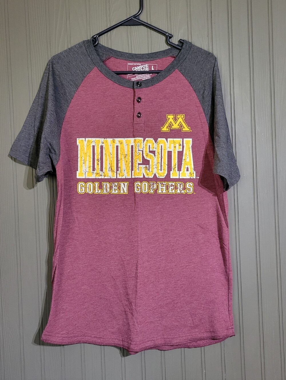 Campus Heritage Minnesota Golden Gophers Henley Shirt Maroon Women's Large